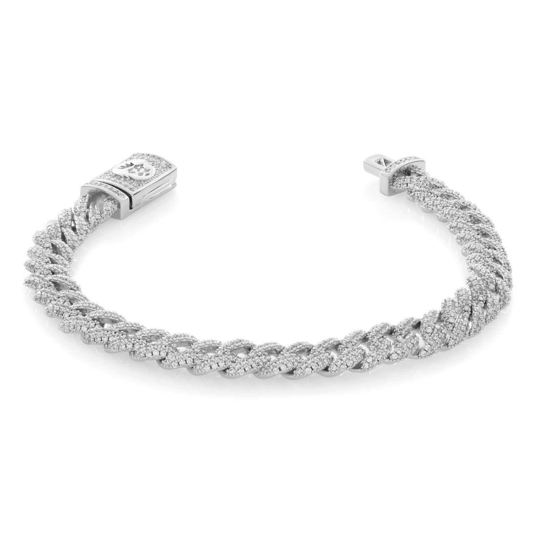 King Ice 8MM Iced Miami Cuban Link Bracelet - White Gold - WHITE GOLD
